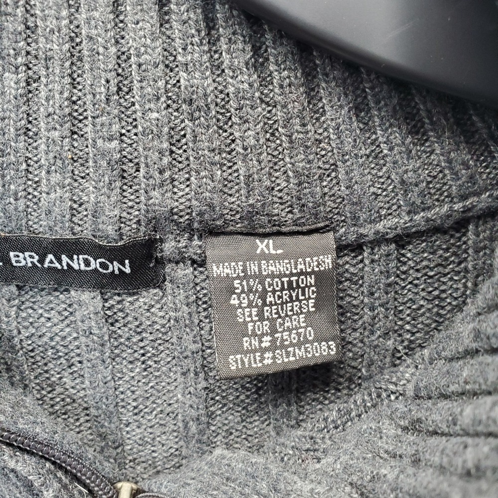 Michael Brandon Sweater Mens XL Gray Chunky Knit Classic Fit Mock Neck 1/4 Zip - Picture 6 of 7